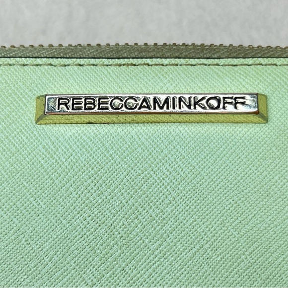 Rebecca Minkoff Saffiano Leather Zip Women’s Wallet-Mint Green-Designer-Luxury - Picture 5 of 12